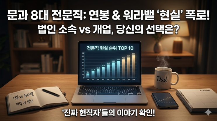  문과 8대 전문직 연봉 및 워라밸 현실 순위 TOP 10 (개업 vs 법인 소속 비교)