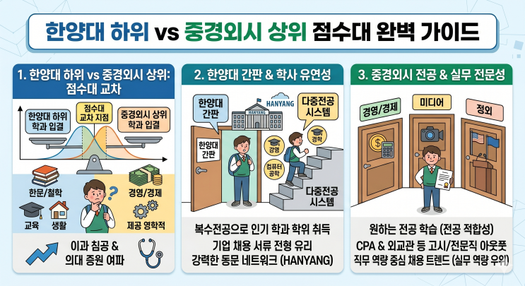  한양대 타이틀 vs 중경외시 인기 학과: 입결 겹치는 애매한 점수대 완벽 가이드