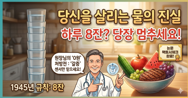  물 8잔 억지로 마시지 마세요: 원장님의 수분 섭취 처방전   (의사작성)