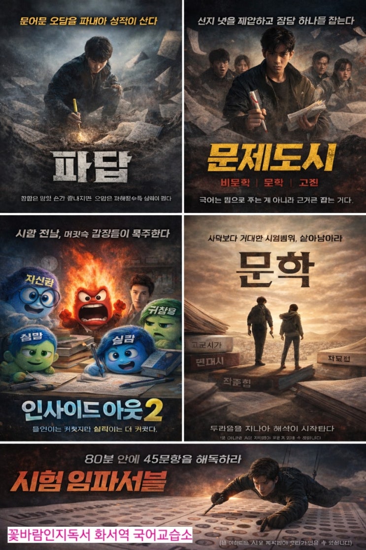  수원 화서 국어 교습소 꽃바람인지독서 고등부 지필평가 시험대비 문제 풀이 막힌 부분 뚫자