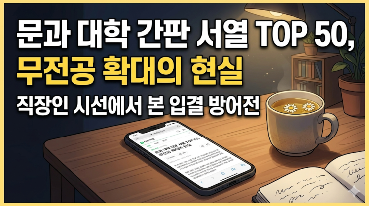  문과 대학 간판 체감 서열 TOP 50, 서연고 서성한 밑으로 중경외시 건동홍 입결 방어전 현실
