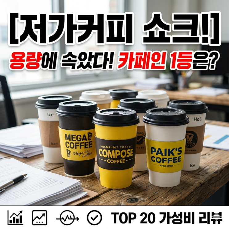  [저가 커피 비교] 메가 vs 컴포즈 vs 빽다방 카페인 가성비 TOP 20, 직장인 생명수 현실 리뷰