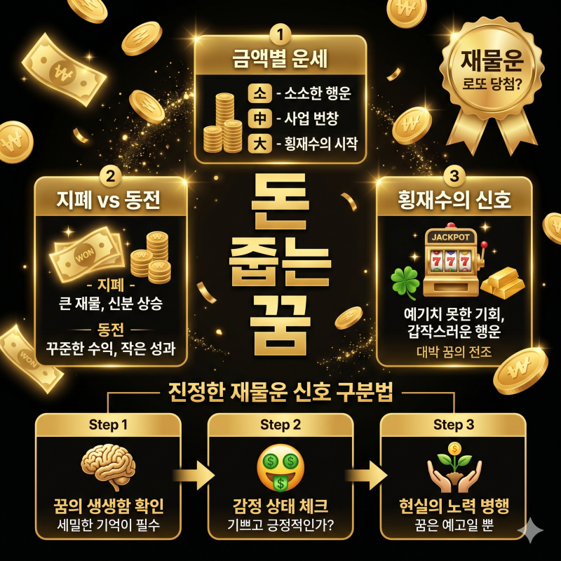 돈 줍는 꿈 해몽 지폐나 동전 금액에 따라 재물운이 달라질까