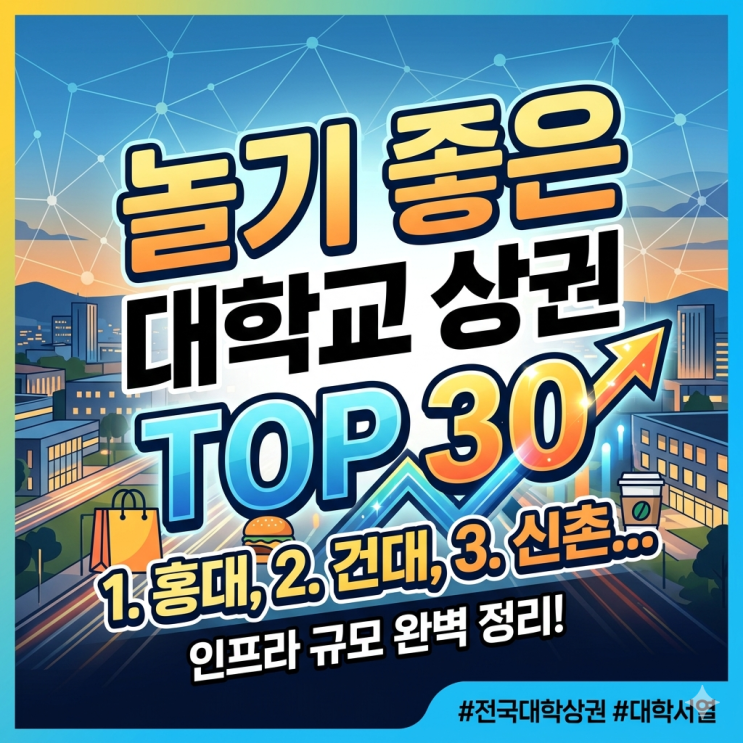  대학가 상권 인프라 순위 TOP 30, 놀기 좋은 대학교 서열 현실 정리
