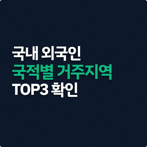  국내 등록외국인 국적별 거주지역 TOP3 확인