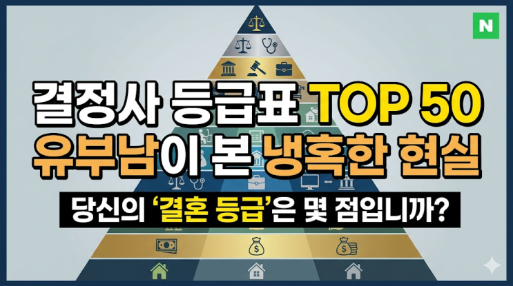  결혼정보회사 결정사 남녀 직업 자산 등급표 TOP 50, 30대 유부남이 본 냉혹한 현실