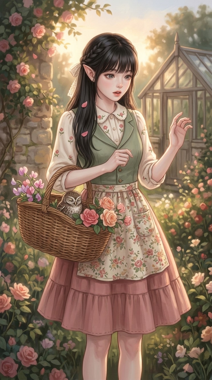  정원사 소녀 일러스트