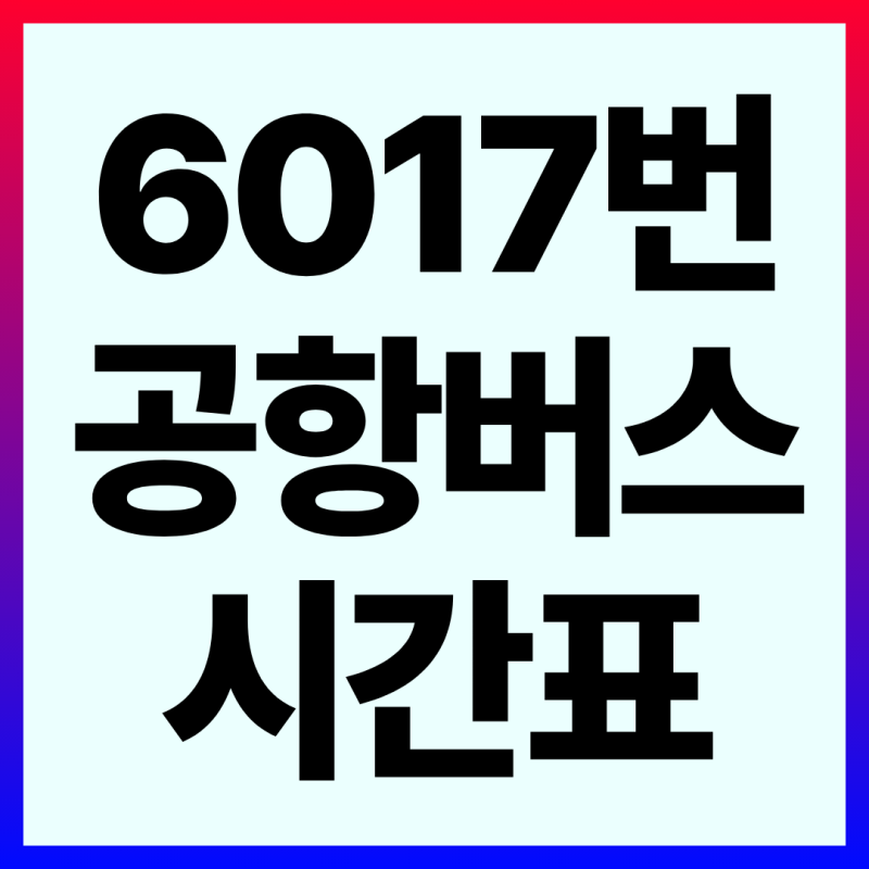6017번 공항버스 시간표 조회 예매 요금
