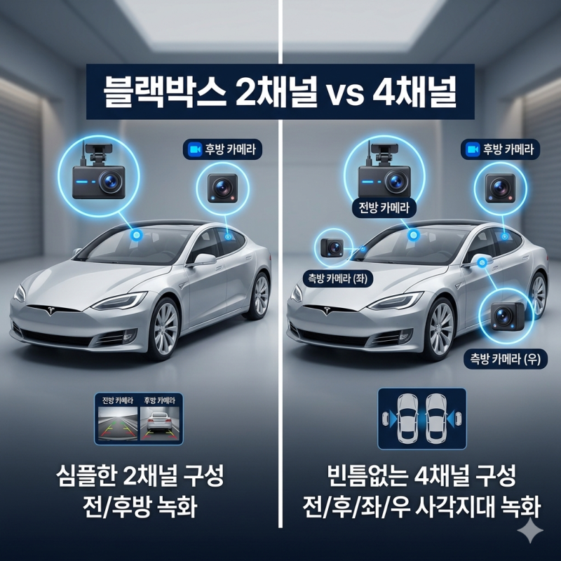 블랙박스 2채널 4채널 비교, 초보운전자에게 뭐가 맞을까?