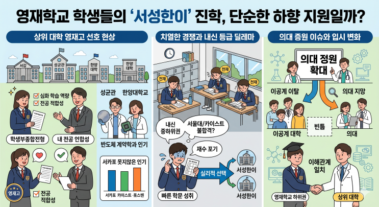  영재학교 학생들의 '서성한이' 진학, 단순한 하향 지원일까?