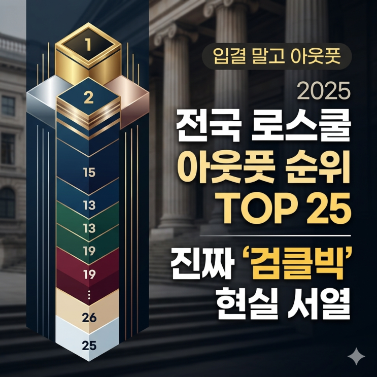  2025 전국 로스쿨 아웃풋 순위 TOP 25, 검클빅 비율로 본 진짜 현실 서열