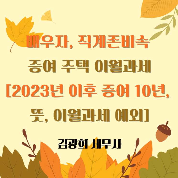  배우자, 직계존비속 증여 주택 이월과세[2023년 이후 증여분 10년, 뜻, 이월과세 예외]
