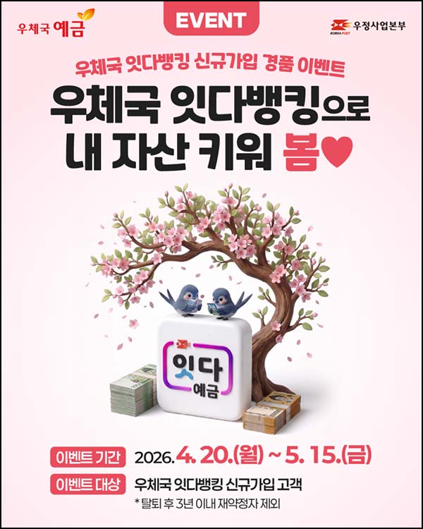  우체국 잇다뱅킹 신규가입(메가커피 12,000명)추첨~05.15