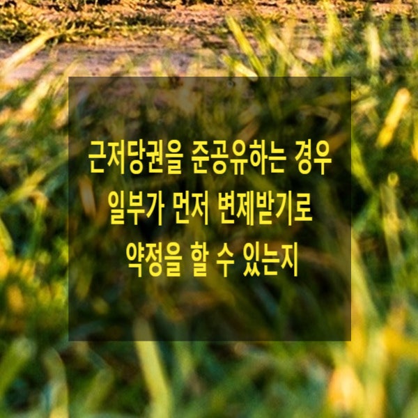  근저당권을 준공유하는 경우 일부가 먼저 변제받기로 약정을 할 수 있는지