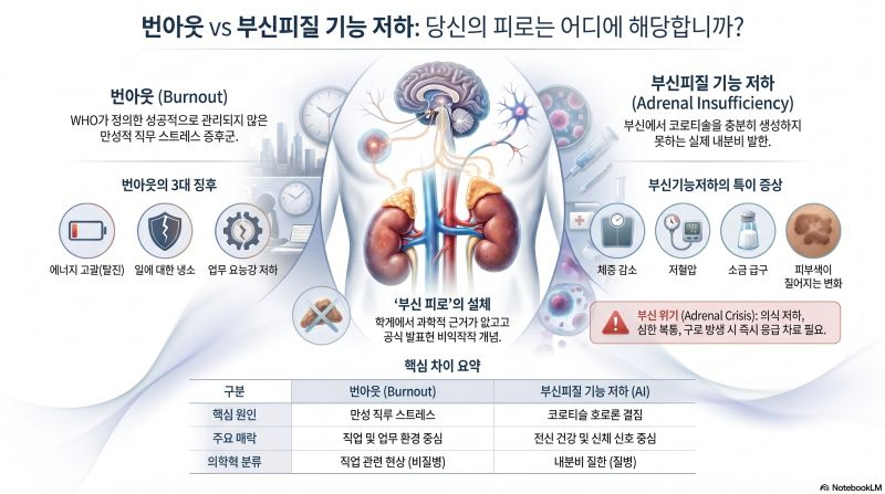 번아웃과 ‘부신피질 기능 저하’: 당신의 의지력 문제로만 보면 놓치기 쉬운 호르몬의 신호