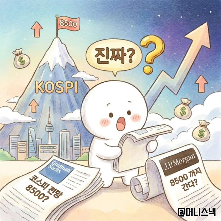 골드만삭스, JP모건 코스피 전망 8500 까지 간다?