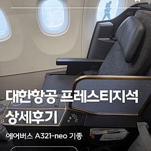 대한항공 프레스티지석 비즈니스 A321-neo 좌석 기내식 특징 상세 후기