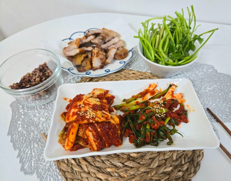 대전 선화동 실비김치 맛있게 매운 배추김치 파김치 맵기 후기