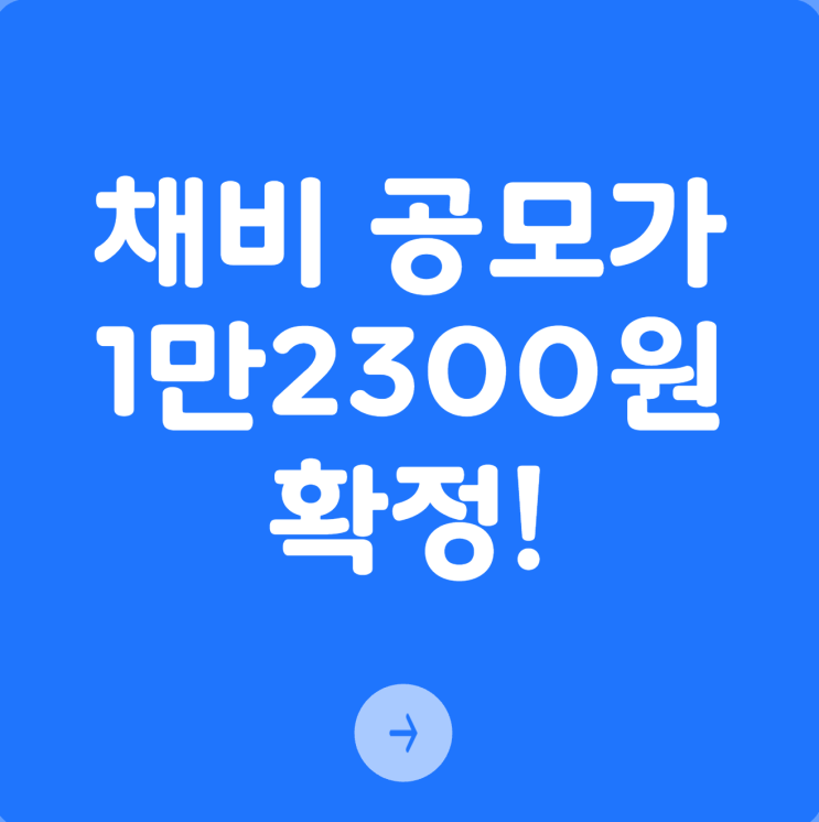  채비 공모가 1만2300원 확정, 투자자들은 어떤 점을 주목해야 할까?