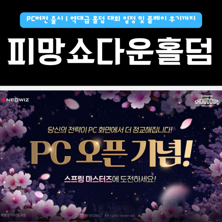  피망쇼다운홀덤 PC버전 출시 | 역대급 홀덤 대회 일정 및 플레이 후기까지