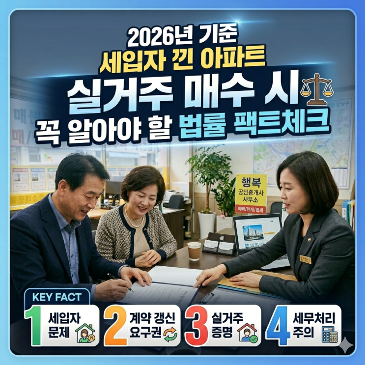  전세물건 매매 대출 거절당할 뻔? 세입자 낀 아파트 실거주 매수 필수 체크리스트 (2026년 최신)