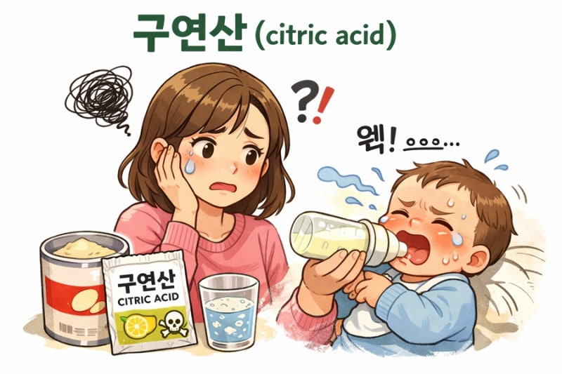 젖병 소독용으로 구연산을 섞은 물에 분유를 타 먹였어요, 어떡하죠?