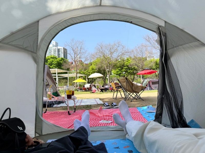 뚝섬 한강공원 감성텐트에서 텐트 돗자리 대여 피크닉! 화장실 먹거리 위치