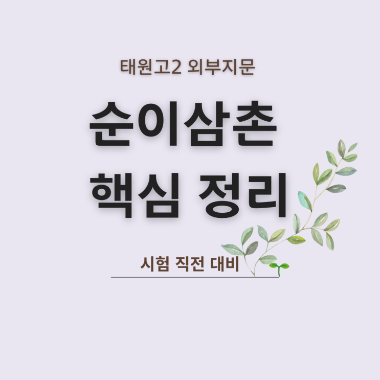  태원고2 순이 삼촌 외부지문 핵심 정리