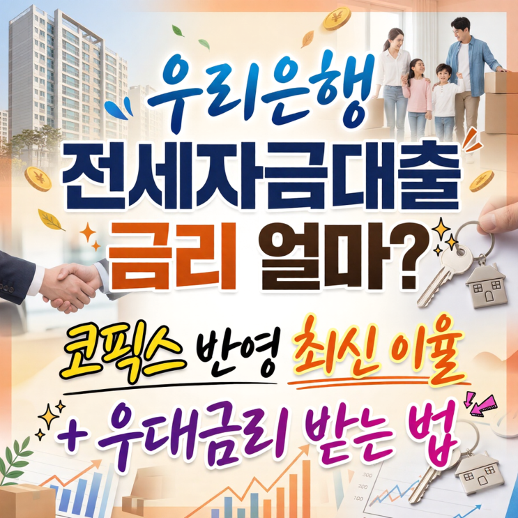  우리은행 전세자금대출 금리 얼마? 코픽스 반영 최신 이율 + 우대금리 받는 법