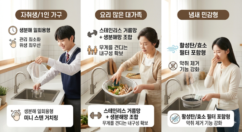 주방 삶의 질 상승템! '생분해 싱크대 거름망' (장단점/배출법/꿀팁)