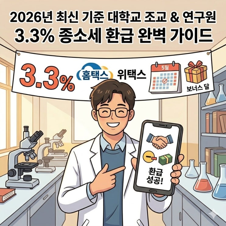  2026년 대학교 조교·연구원 종합소득세 신고 가이드: 3.3% 세금 환급받는 법