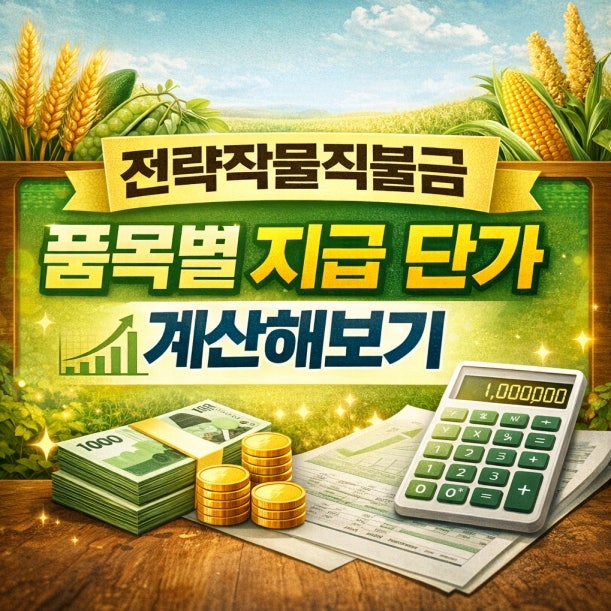 2026 전략작물직불금 품목별 지급 단가 계산해보기