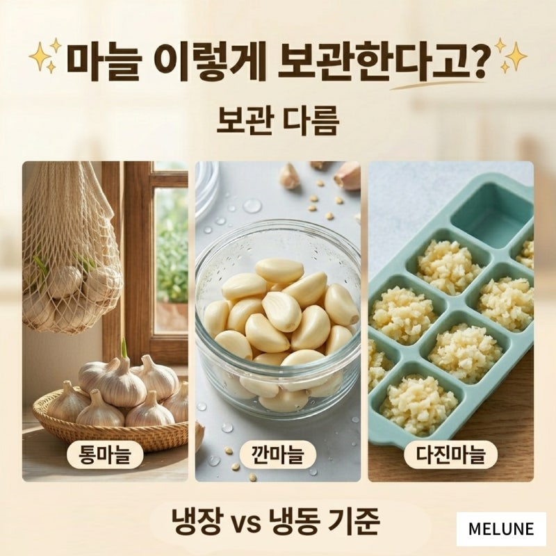 마늘 보관법 총정리 | 통마늘·깐마늘·다진마늘 냉장·냉동 보관기간
