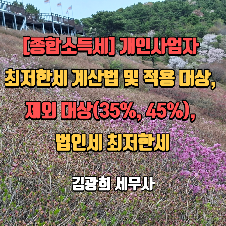  [종합소득세] 개인사업자 최저한세 계산법 및 적용 대상, 제외 대상(35%, 45%), 법인세 최저한세