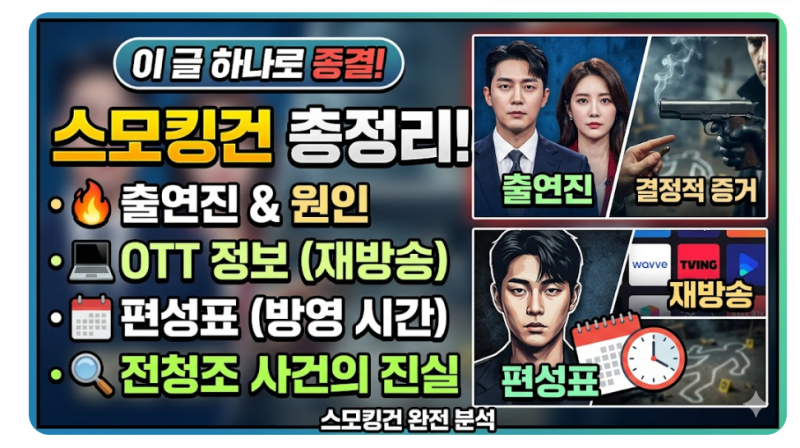 스모킹건 뜻 출연진 OTT 재방송 전청조 편성표 이 글 하나로 종결