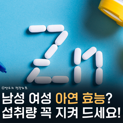 남성 여성 아연 효능 주목! 부작용 OUT 영양제 섭취량 복용시간은?