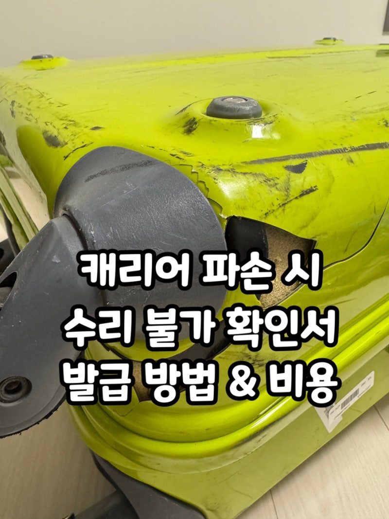 캐리어 파손 시, 수리 불가 확인서 발급 방법 및 비용 (캐고수)