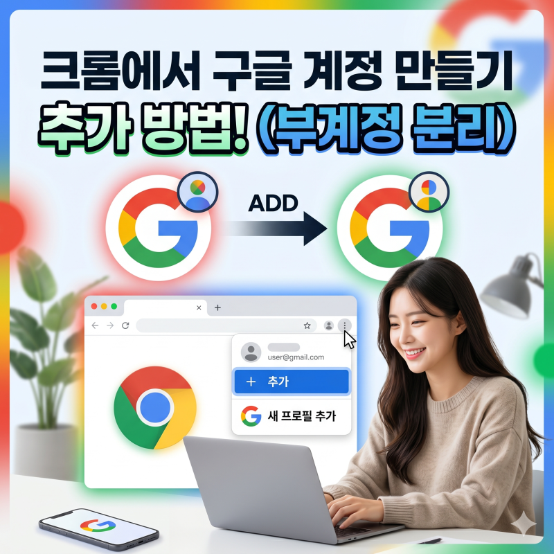 크롬 구글 계정 여러개 만들기 (부계정 생성 및 프로필 추가 1분 컷)