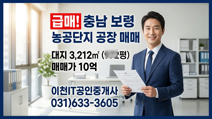 [급매] 충남 보령 농공단지  공장 매매 10억, 지금 봐야 하는 이유?