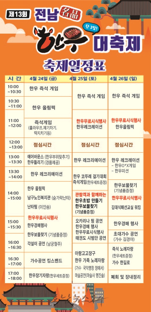  24~26일 광주에서 제13회 전남명품한우대축제 개최