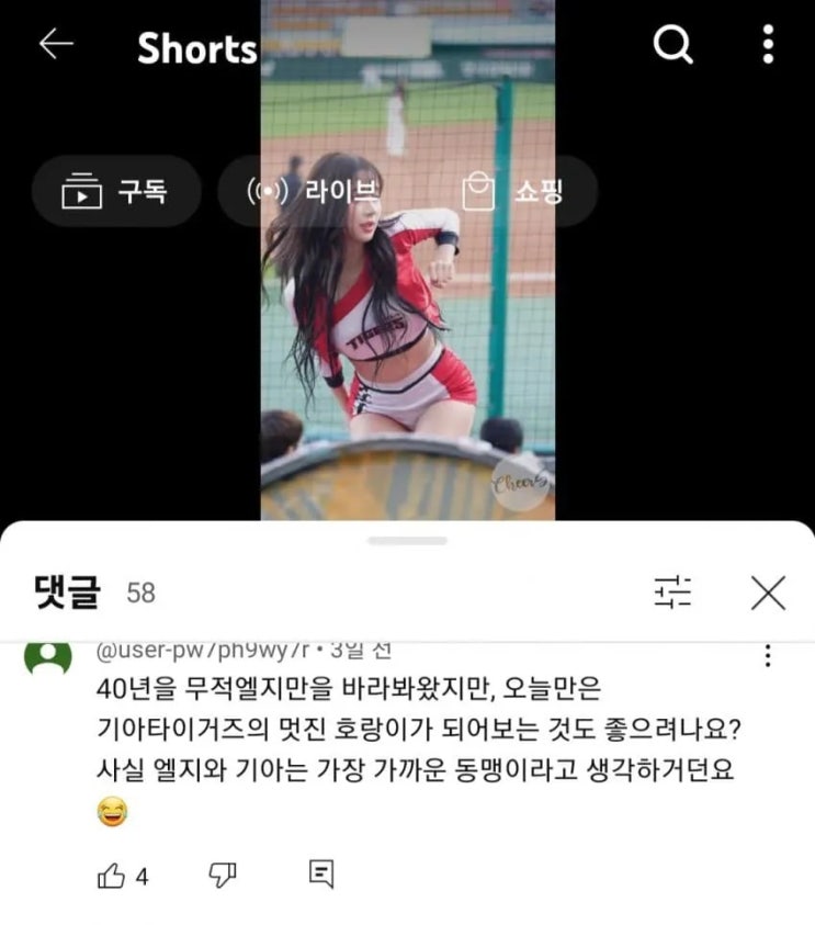  치어리더 영상본 진짜 40대 야구팬의 화법
