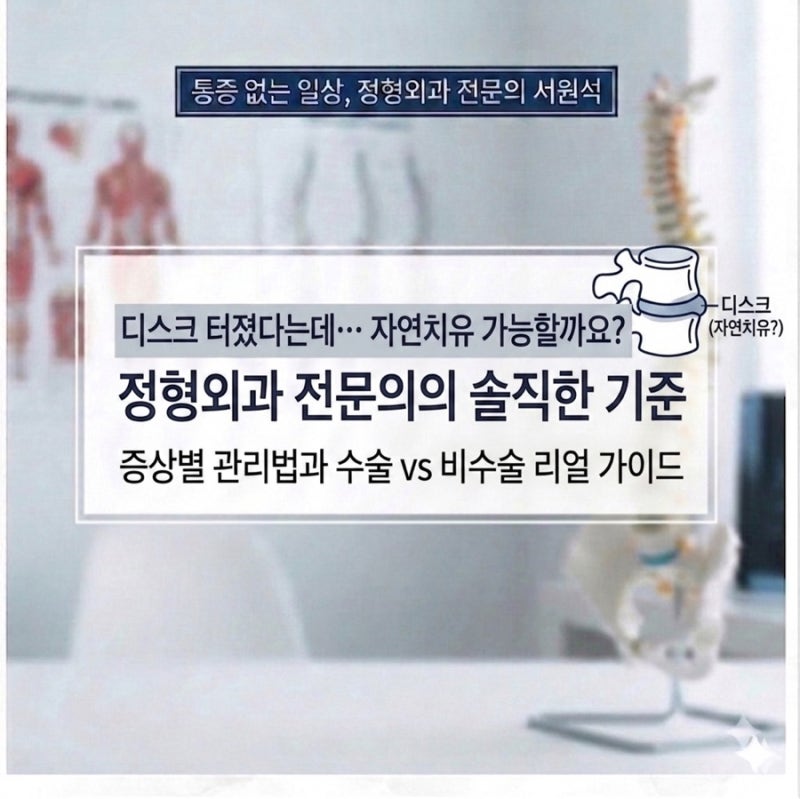 디스크 터졌다는데… 자연치유 가능할까요? 정형외과 전문의의 솔직한 기준