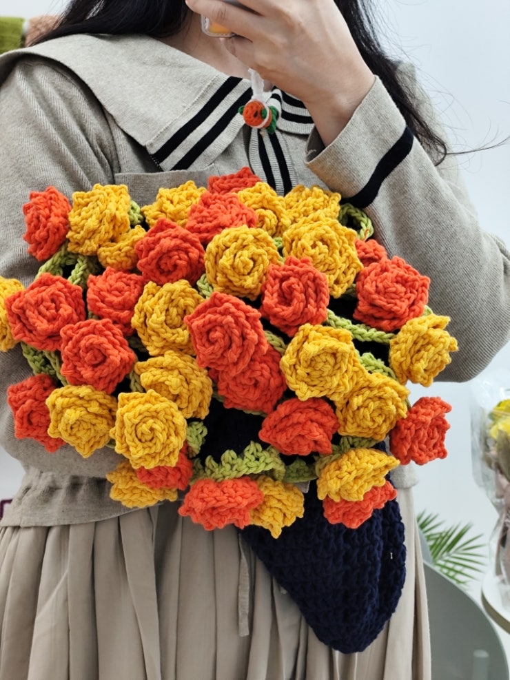 스승의날/어버이날 선물 뜨개｜장미 꽃다발 담요 만들기