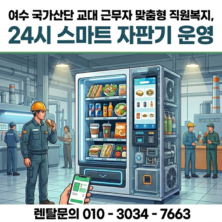  여수 국가산단 교대 근무자 맞춤형 직원복지, 24시 스마트 자판기 운영