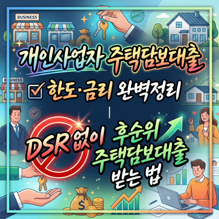  개인사업자 주택담보대출 한도 금리 완벽정리 DSR 없이 후순위 주택담보대출 받는 법