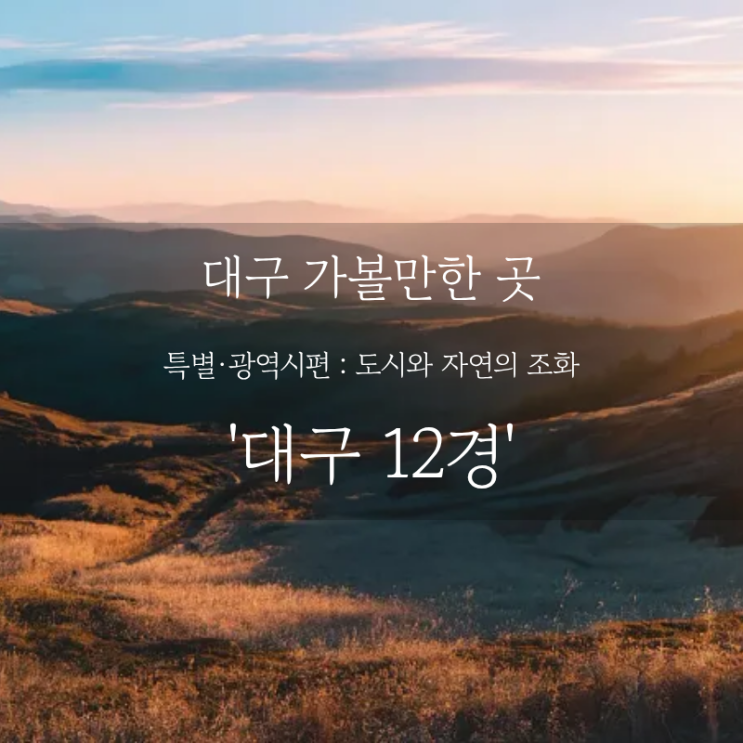  대구 여행 어디까지 가봤니? 대구 가볼만한 곳, 주말 여행지로 대구 12경 추천, 최신판 완벽 가이드