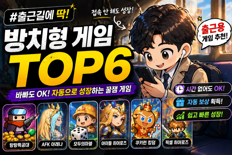  방치형 게임 TOP6, 출근할 때 하기 좋은 모바일 게임