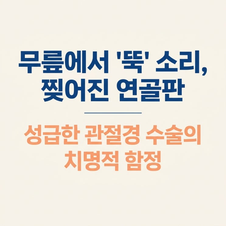  무릎에서 뚝 소리 통증, 반월상 연골판 파열 증상 무릎 잠김 관절경 수술 후유증 한의원