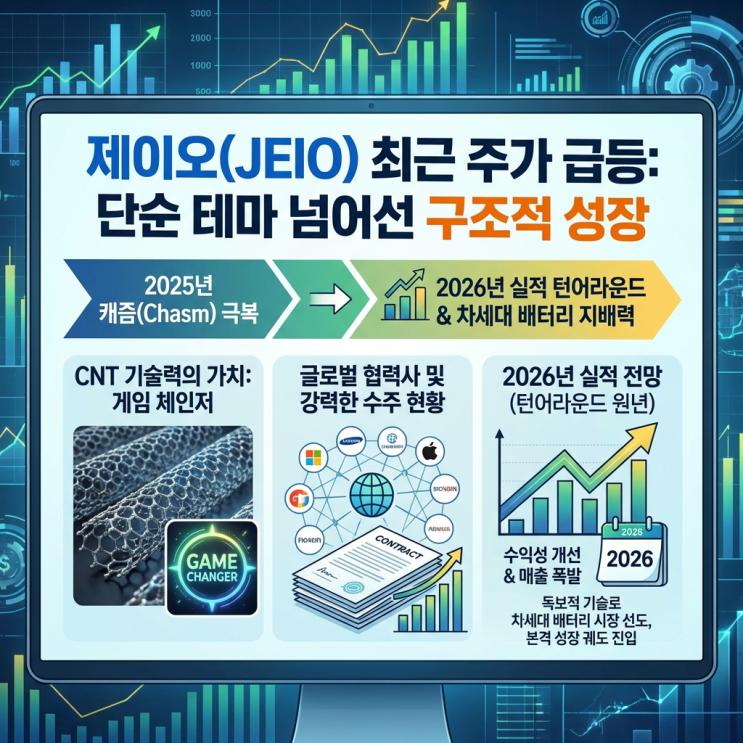  제이오 최근주가급등 구조적 성장단계로 진입