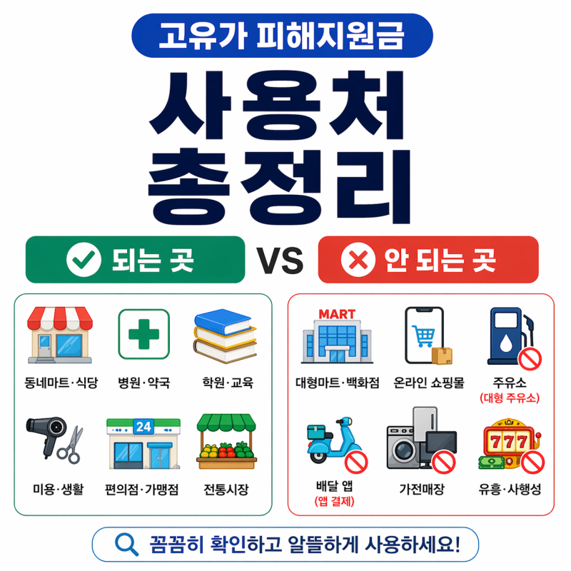 고유가 피해지원금 사용처 총정리 되는 곳 vs 안 되는 곳